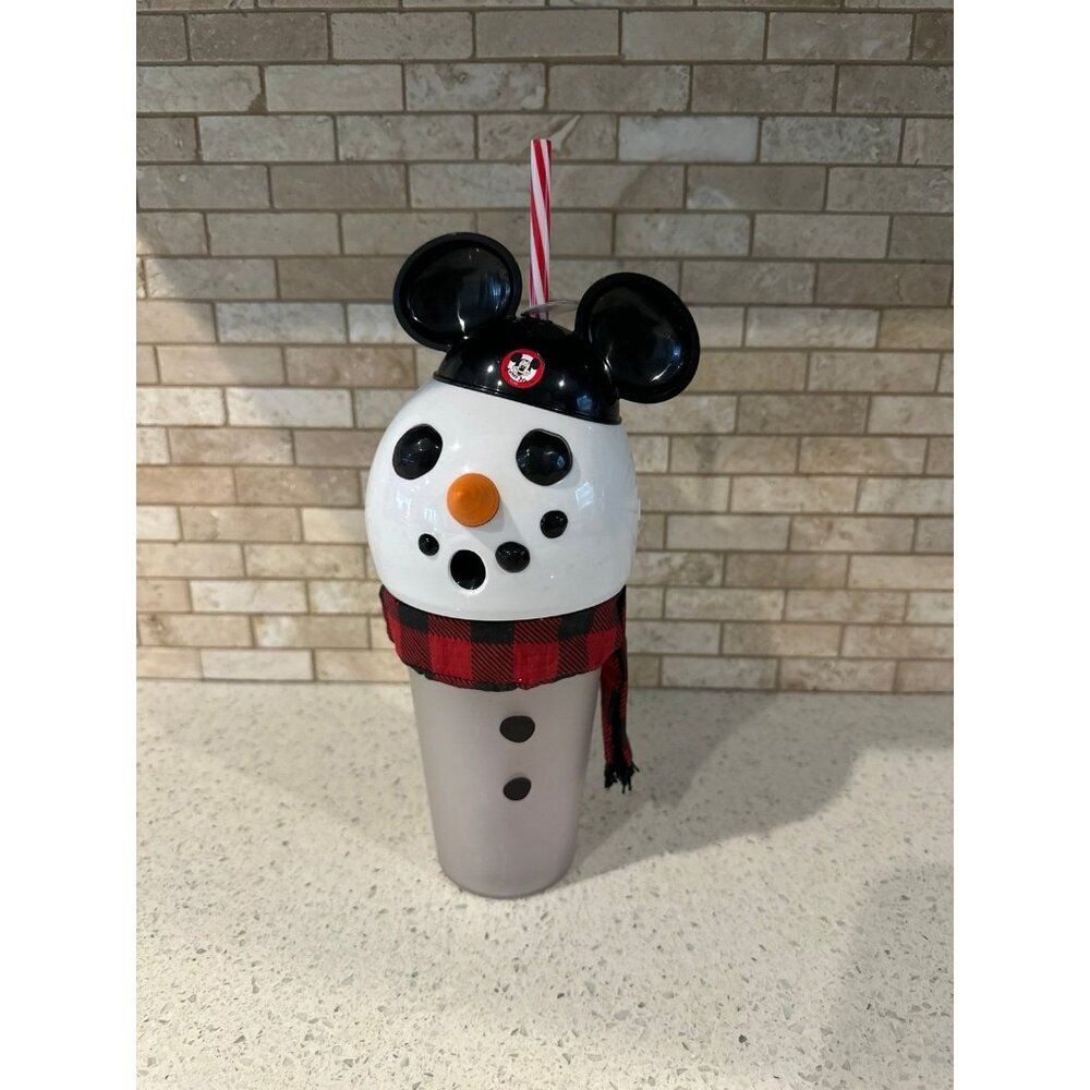 Disney Parks Mickey Ears Snowman Light Up Projector Cup Christmas‎ never used